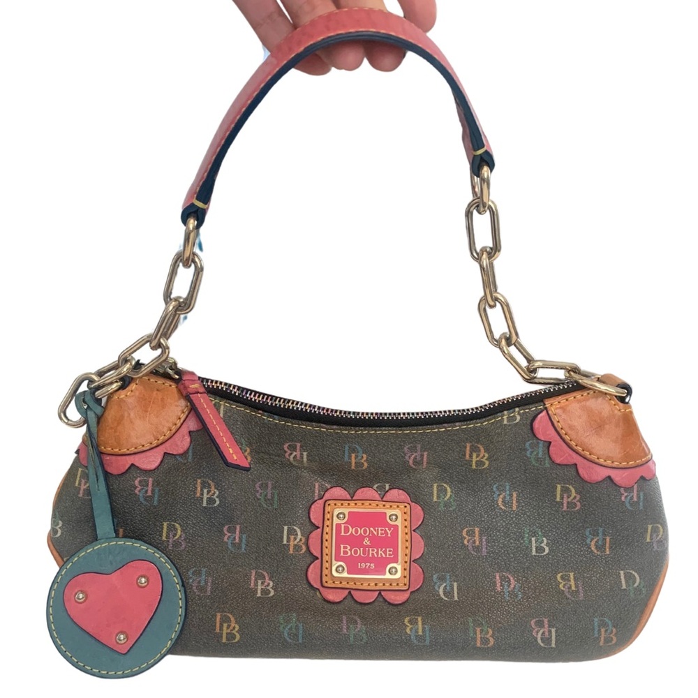 Vintage Y2K Dooney & Bourke Gray Multicolor Baguette Good Condition - RARE
